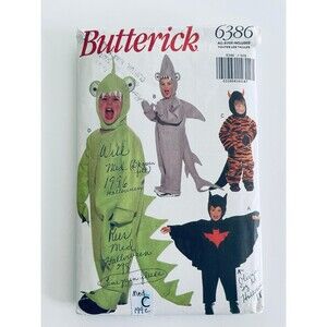 Toddler Tiger Dragon Bat Shark Halloween Costume Sewing Pattern 6386 Sz S-M CUT